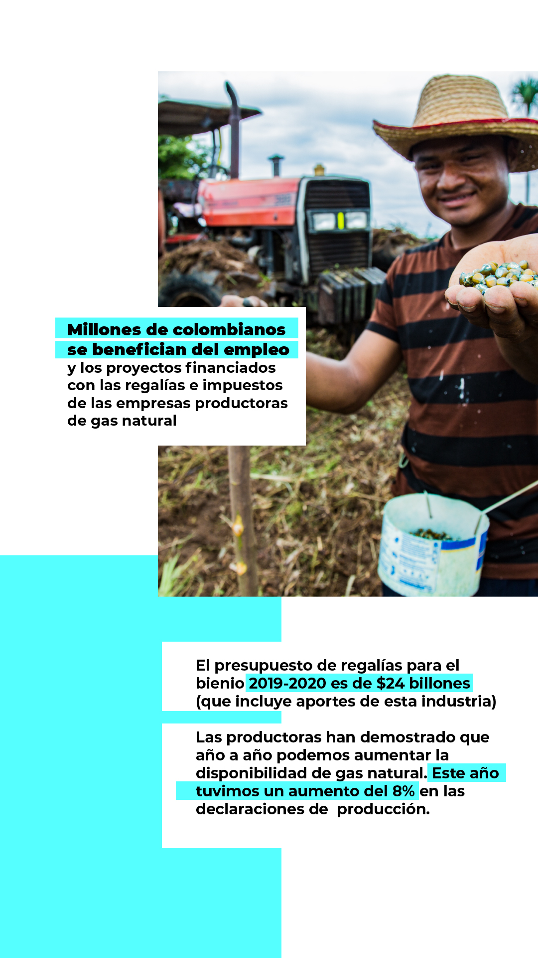 Millones de colombianos se benefician del empleo y los proyectos financiados con las regalías e impuestos de las empresas productoras de gas natural